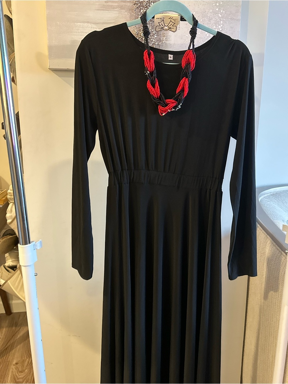 Women’s Black Long Sleeve Maxi Dress - Classic Elegant Fit